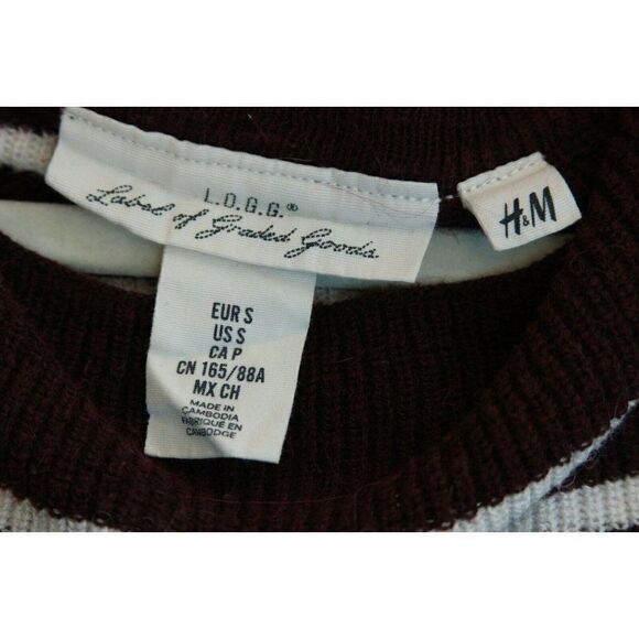 H&M Sweater Women's Size Small Pullover Striped Alpaca Long Sleeves - Picture 4 of 4